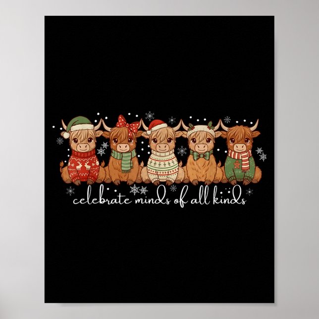 Celebrate Minds Of All Kinds Highland Cow Sped Tea Poster (Front)