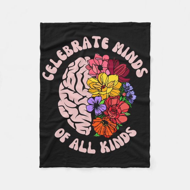 Celebrate Minds Of All Kinds Neurodiversity Autism Fleece Blanket (Front)