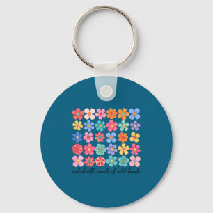 Celebrate minds of kinds flowers neurodiversity key ring