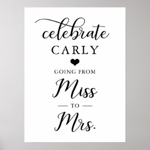 Celebrate Miss Mrs Bridal Shower Heart WELCOME Poster