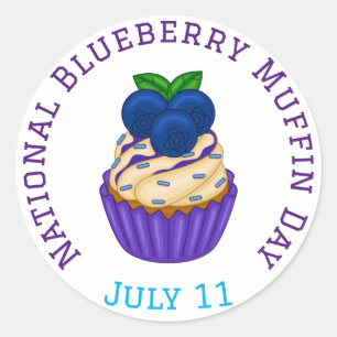 Celebrate National Blueberry Muffin Day Classic Round Sticker