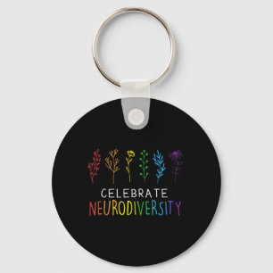 CELEBRATE NEURODIVERSITY  Autism Awareness Flower  Key Ring