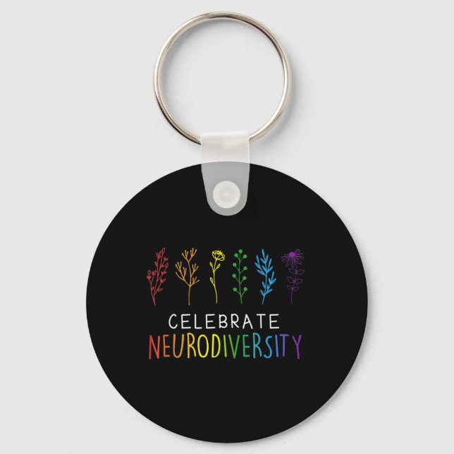 CELEBRATE NEURODIVERSITY  Autism Awareness Flower  Key Ring (Front)