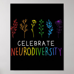 CELEBRATE NEURODIVERSITY Autism Awareness Flower Poster