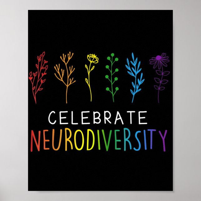 CELEBRATE NEURODIVERSITY  Autism Awareness Flower  Poster (Front)