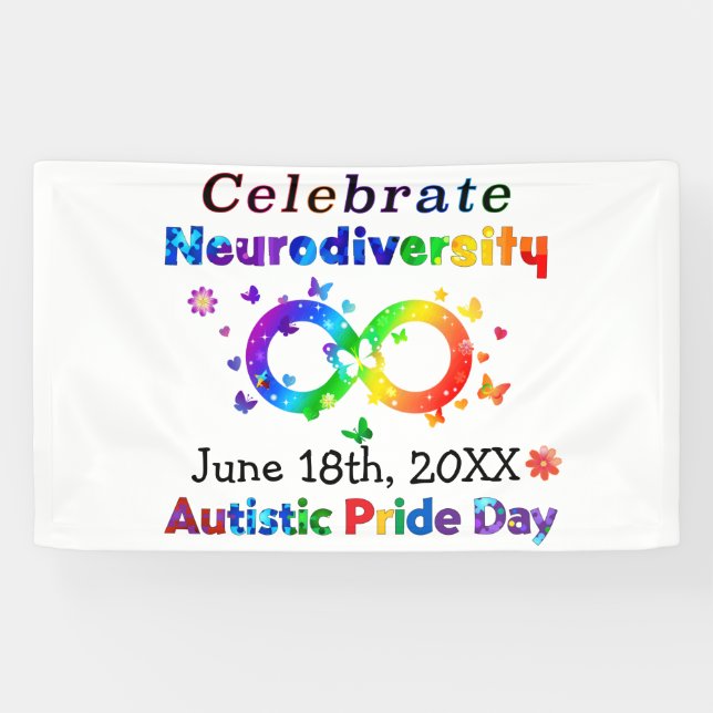 Celebrate Neurodiversity Autistic Pride Day Banner (Horizontal)