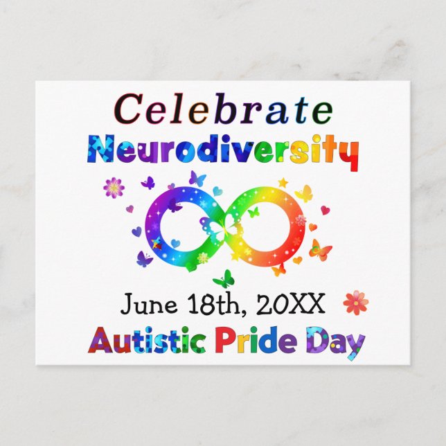 Celebrate Neurodiversity Autistic Pride Day Postcard (Front)