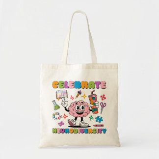 Celebrate Neurodiversity, Happy Brain Inclusion Tote Bag