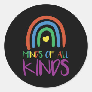 Celebrate Neurodiversity Minds Of All Kinds Classic Round Sticker