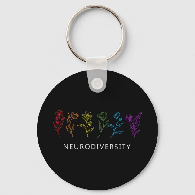 Celebrate Neurodiversity with this great rainbow f Key Ring (Front)