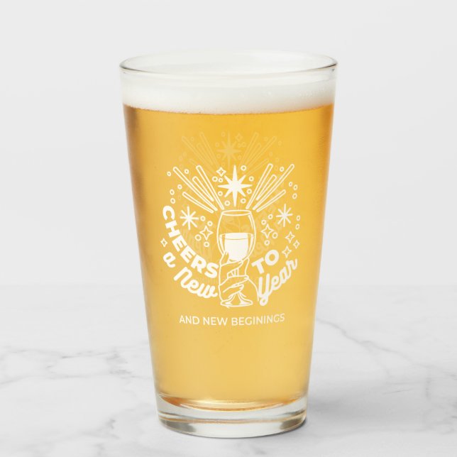 Celebrate New Beginnings Wine Glass Illustration (Front Filled)