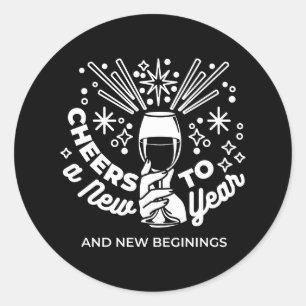Celebrate New Beginnings Wine Glass Illustration 2 Classic Round Sticker