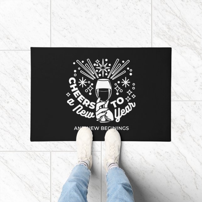 Celebrate New Beginnings Wine Glass Illustration 2 Doormat (Indoor)