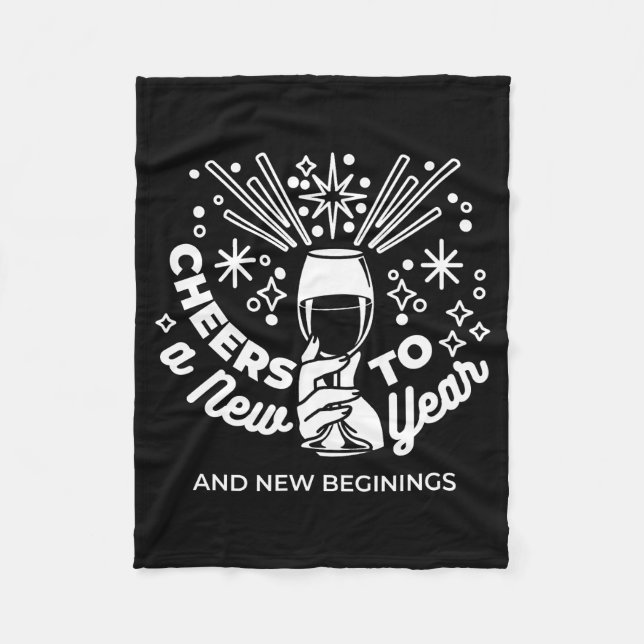 Celebrate New Beginnings Wine Glass Illustration 2 Fleece Blanket (Front)