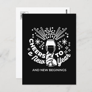 Celebrate New Beginnings Wine Glass Illustration 2 Postcard