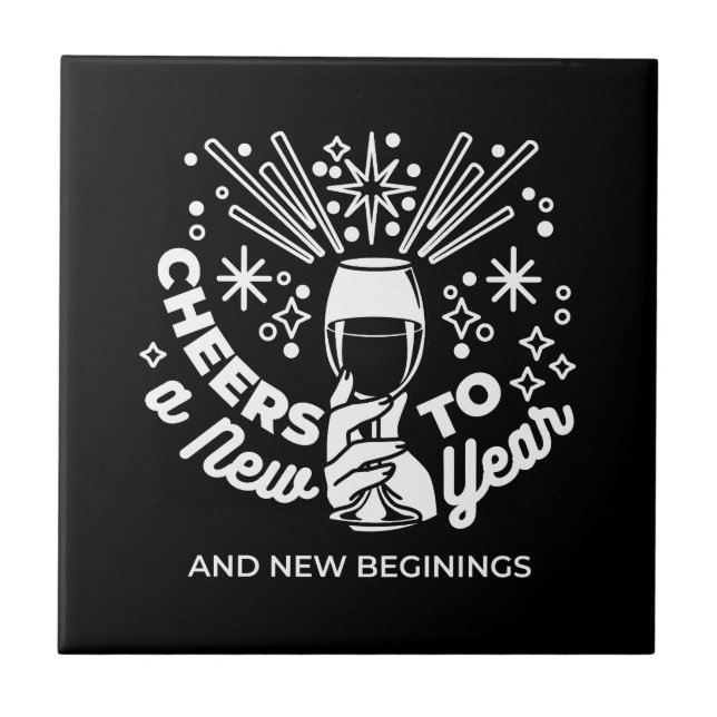 Celebrate New Beginnings Wine Glass Illustration 2 Tile (Front)