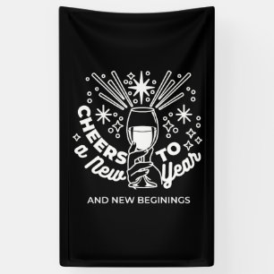 Celebrate New Beginnings Wine Glass Illustration Banner