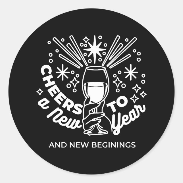 Celebrate New Beginnings Wine Glass Illustration Classic Round Sticker (Front)