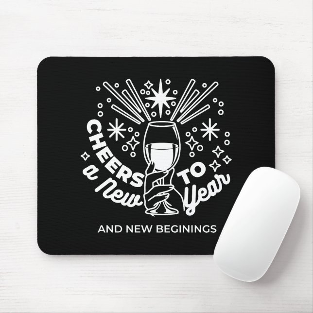 Celebrate New Beginnings Wine Glass Illustration Mouse Mat (With Mouse)