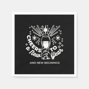 Celebrate New Beginnings Wine Glass Illustration Napkin