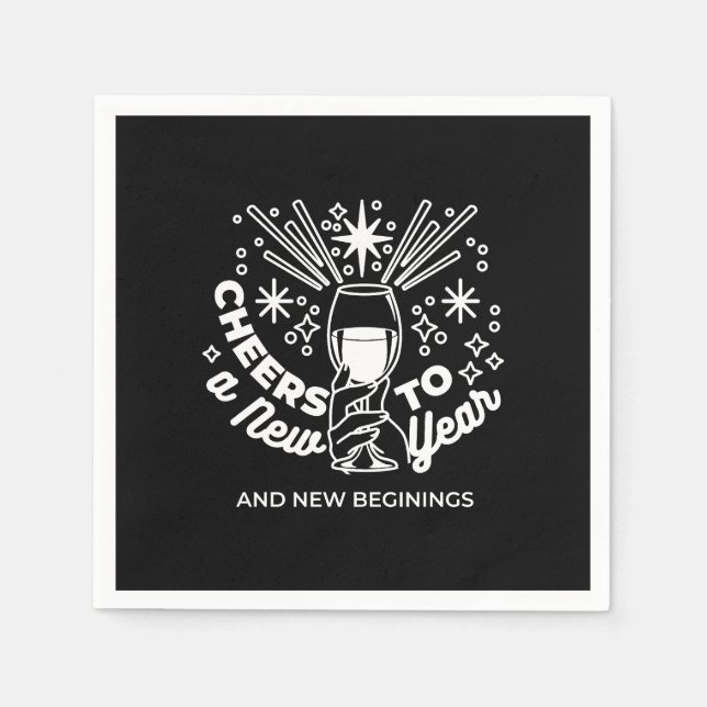 Celebrate New Beginnings Wine Glass Illustration Napkin (Front)