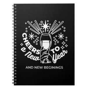 Celebrate New Beginnings Wine Glass Illustration Notebook