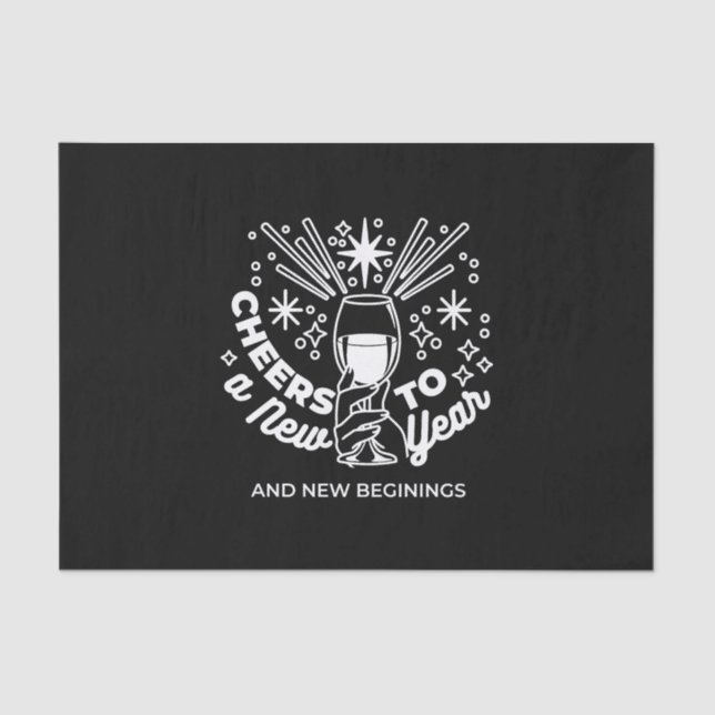 Celebrate New Beginnings Wine Glass Illustration Tissue Paper (Front)