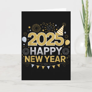Celebrate New Year 2025 Festive Funny Cute Uni Fam Card