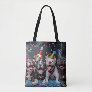 Celebrate New Year & Holidays with Pitbull Dogs Tote Bag