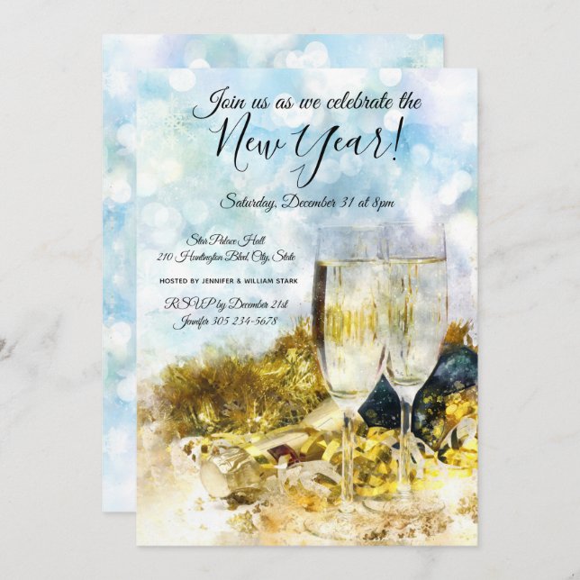 Celebrate New Year's Eve Party Invitation (Front/Back)