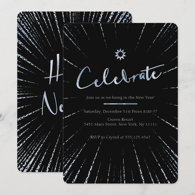 Celebrate, New Year's Eve Party Invitations (Front/Back)