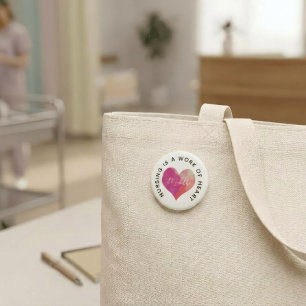 Celebrate Nurses Pink Watercolor Heart 3 Cm Round Badge