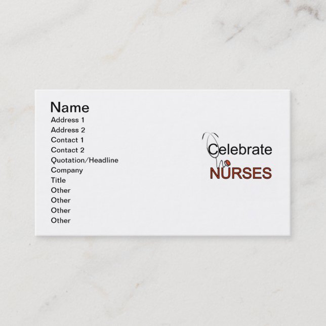 Celebrate Nurses T-shirts and Gifts Business Card (Front)