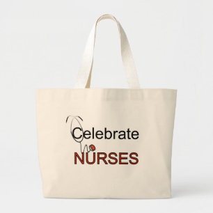 Celebrate Nurses T-shirts and Gifts Large Tote Bag