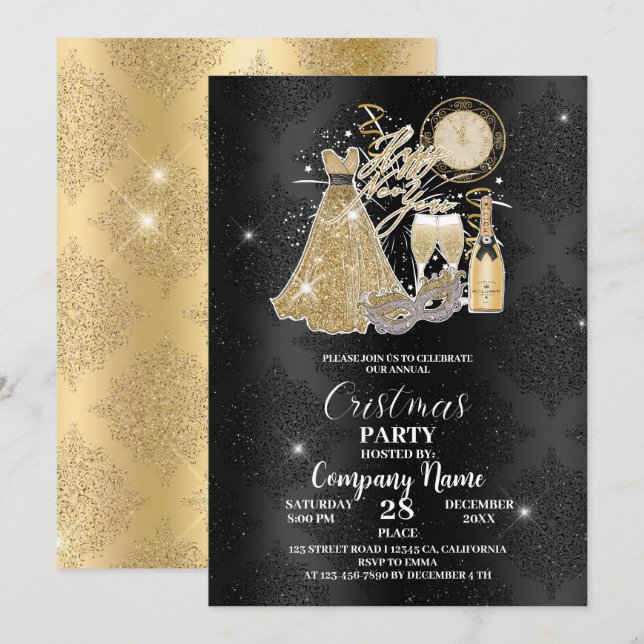 Celebrate our annual cristmas party with company invitation (Front/Back)
