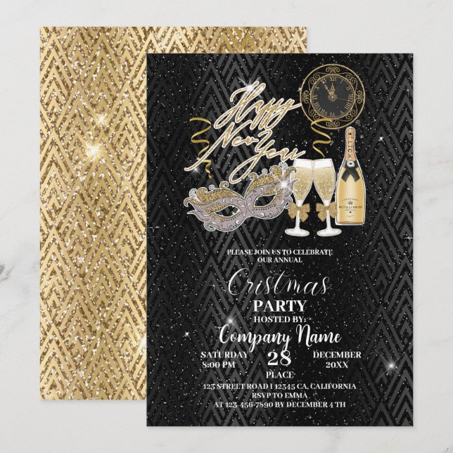 Celebrate our annual cristmas party with company invitation (Front/Back)