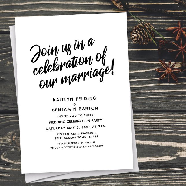 Celebrate Our Marriage Script Wedding Reception Invitation (Creator Uploaded)