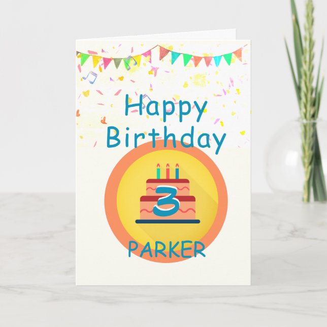 Celebrate! Personalised 3rd Birthday Card (Front)