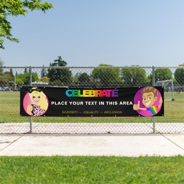 "CELEBRATE" Personalised Pride Parade/Wall Banner (Insitu)