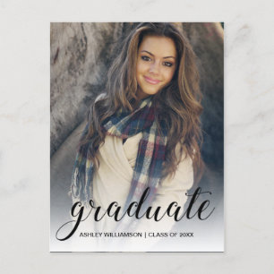 Celebrate Photo White Ombre Graduation Party Invitation Postcard