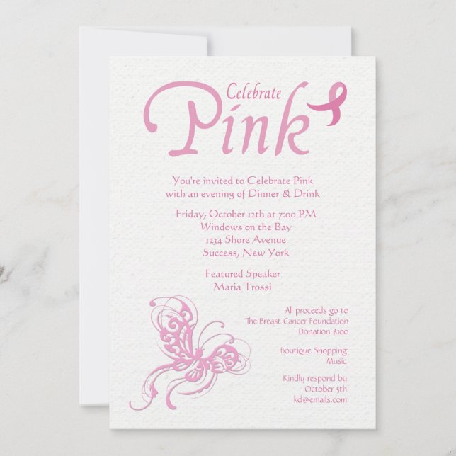 Celebrate Pink Breast Cancer Invitation (Front)
