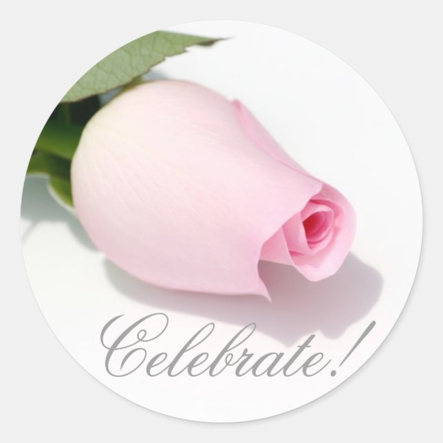 Celebrate! Pink Rose Sticker (Front)