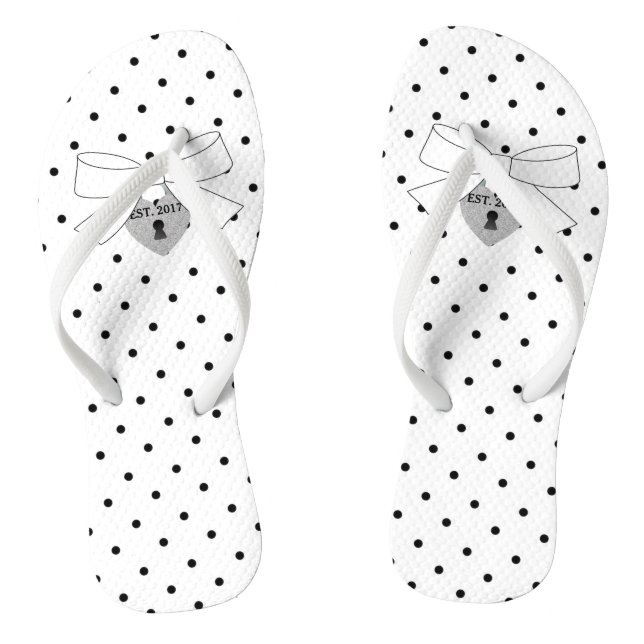 Celebrate Polka Dots Bridal Graduate Tiara Party Flip Flops (Footbed)