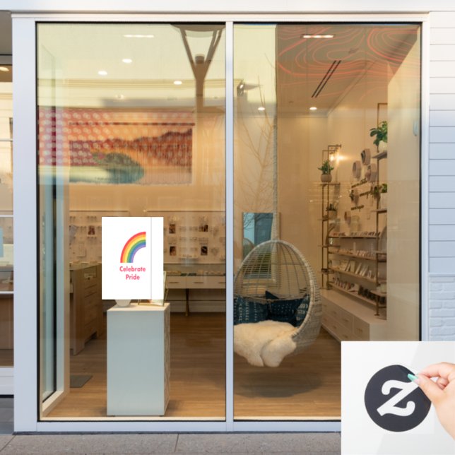 Celebrate Pride Gay LGBT Rainbow Window Cling (Store Window)