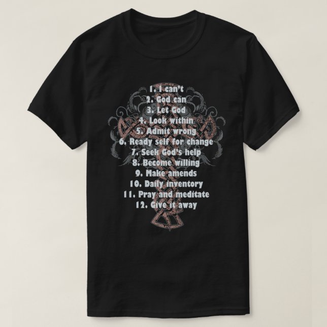 Celebrate Recovery  Christian Cross 12 Step Guide  T-Shirt (Design Front)