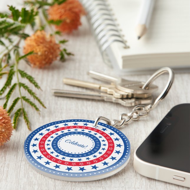 Celebrate Red, White, and Blue Stars Key Ring (Front Right)