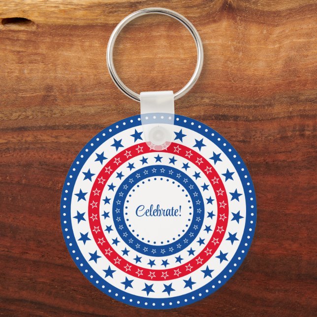 Celebrate Red, White, and Blue Stars Key Ring (Front)