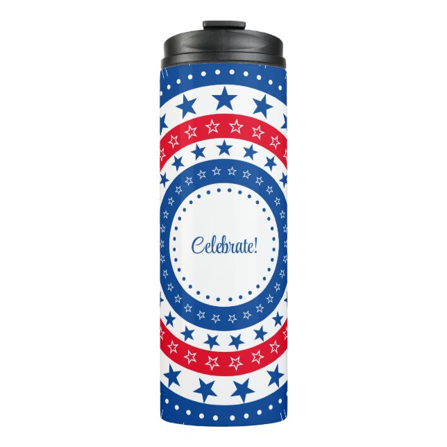 Celebrate Red, White, and Blue Stars Thermal Tumbler (Front)