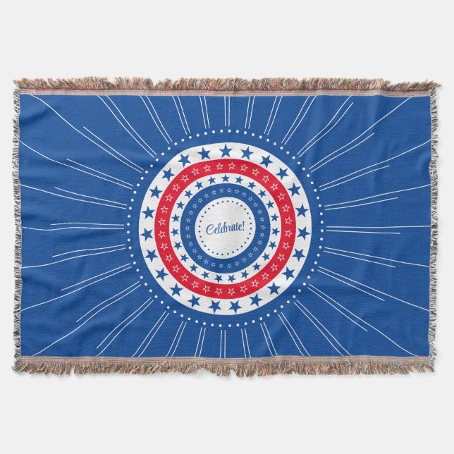 Celebrate Red, White, and Blue Stars Throw Blanket (Front)