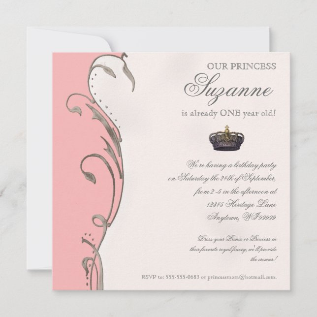 Celebrate Royally Princess Birthday Party Girl Invitation (Front)